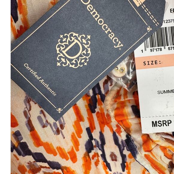 New Democracy Ikat Print Ruffle Collar 3/4 Sleeve Shirt Womens Plus Size 3X - Picture 7 of 8